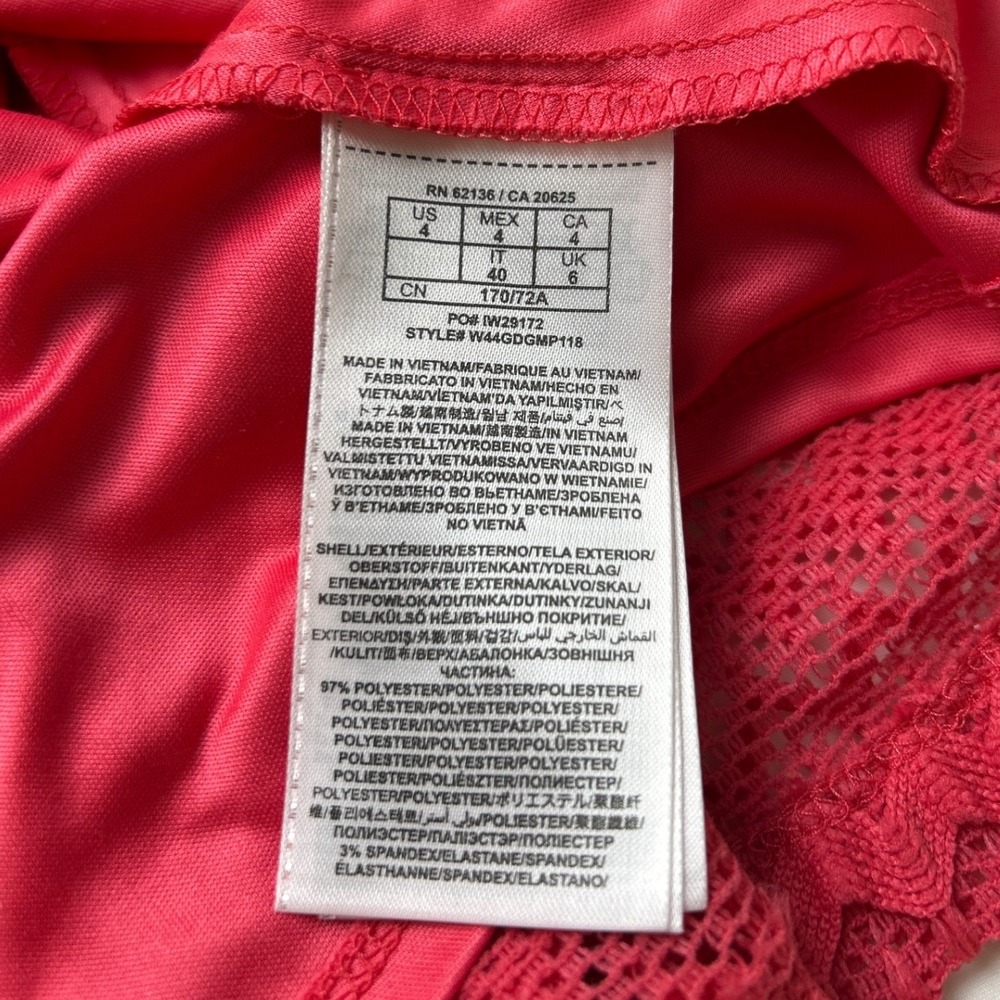 Guess Womens Chevron Lace Cutout Fit and Flare Dress Size 4 Pink Cocktail Party - Picture 9 of 10